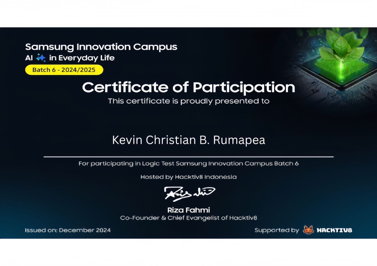 Samsung Innovation Campus - Certificate of Participatio